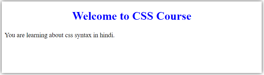 example of css syntax in hindi